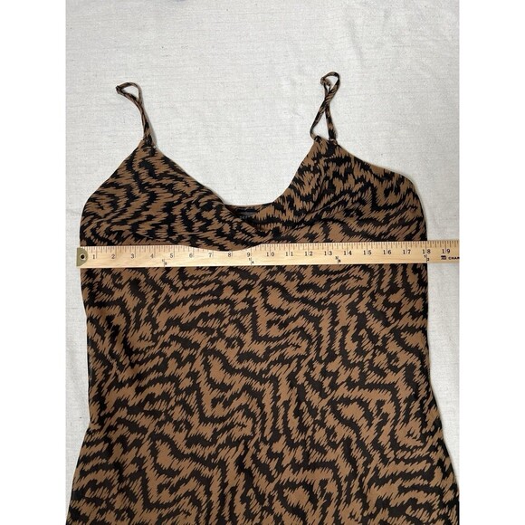 Animal Print Mini Slip Dress‎ Lined Cowl V-neck Women Size Large Lined Y2K - Picture 4 of 10